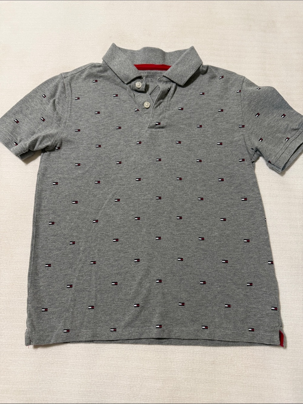 Tommy Hilfiger Grey Polo with Mini Flag Embroidery